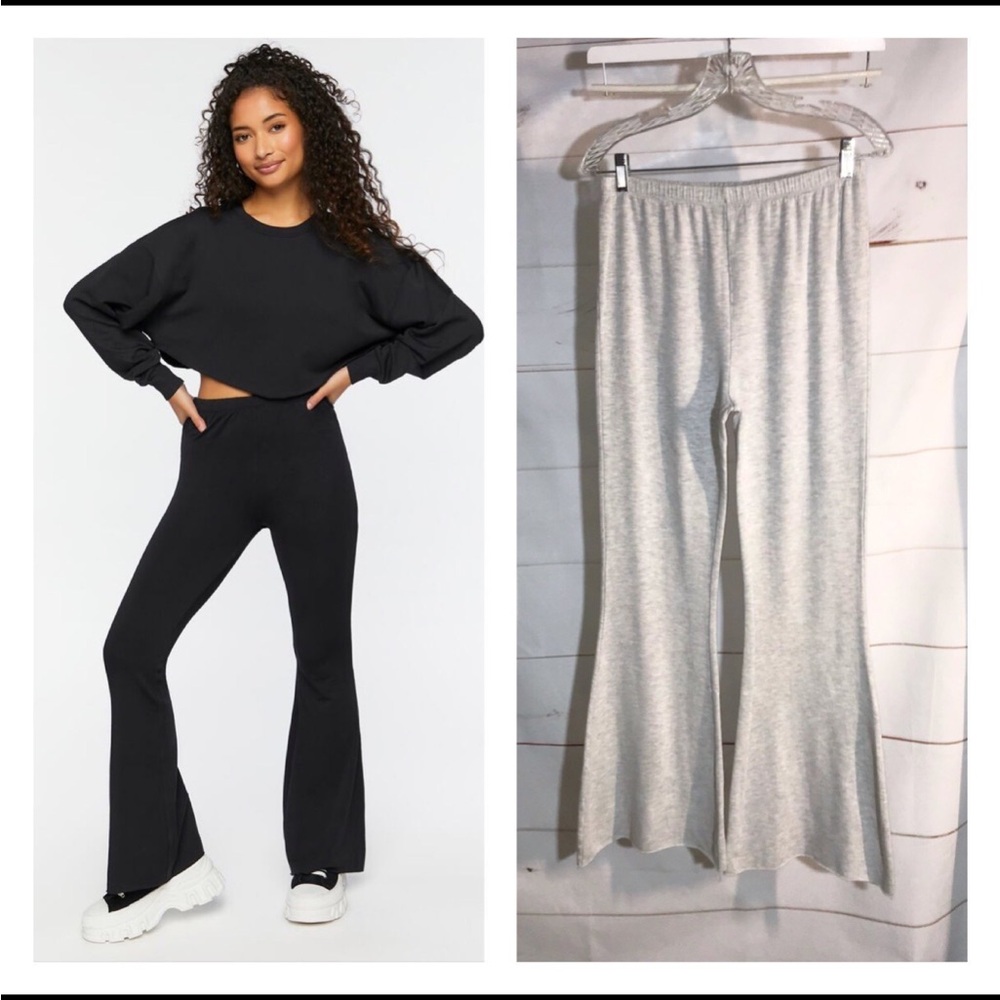 Forever 21 Raw cut flare fleece lined sweatpants Lounge Pant Gray Modal S/M